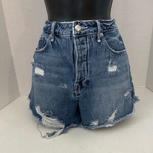Good American Blue Distressed Jean Shorts 4/27